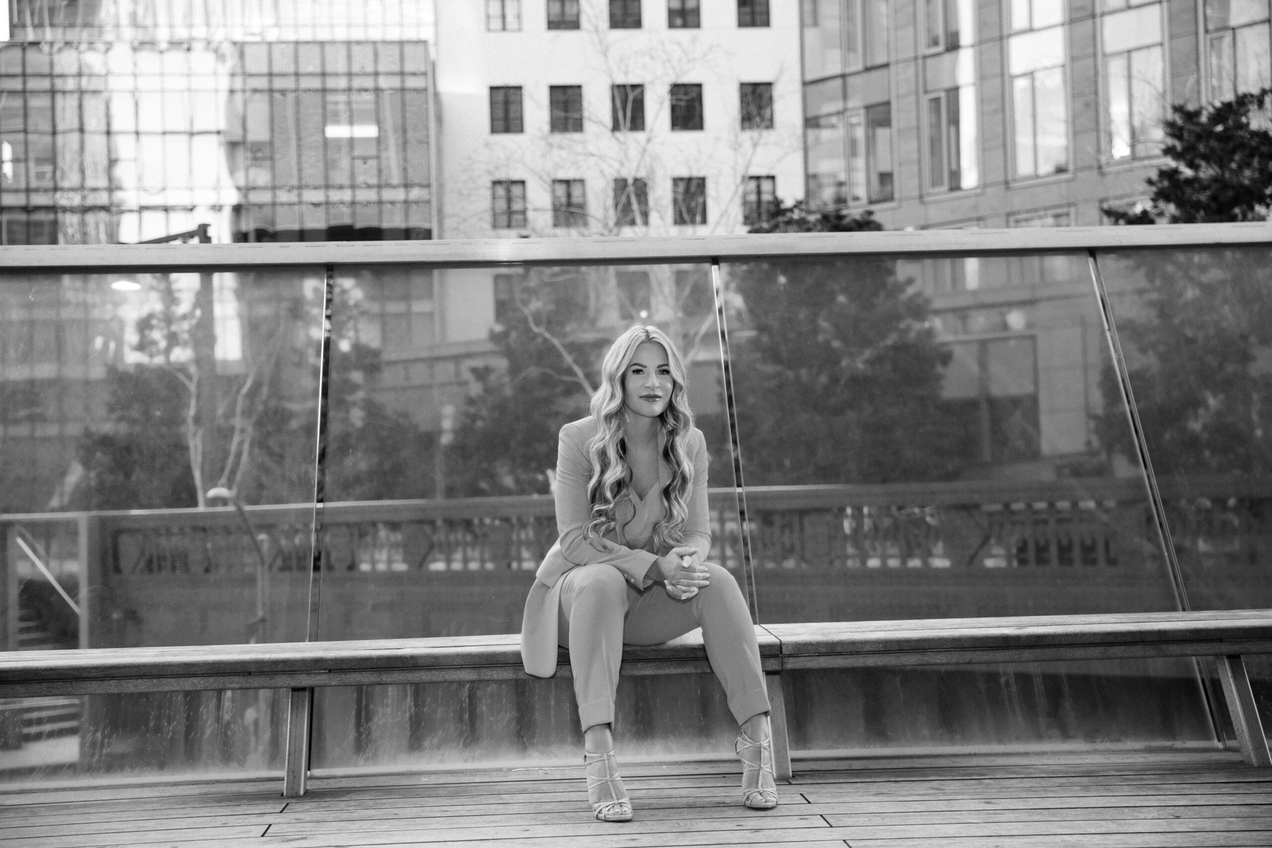Rachelle Sitting on an New York City park bench.